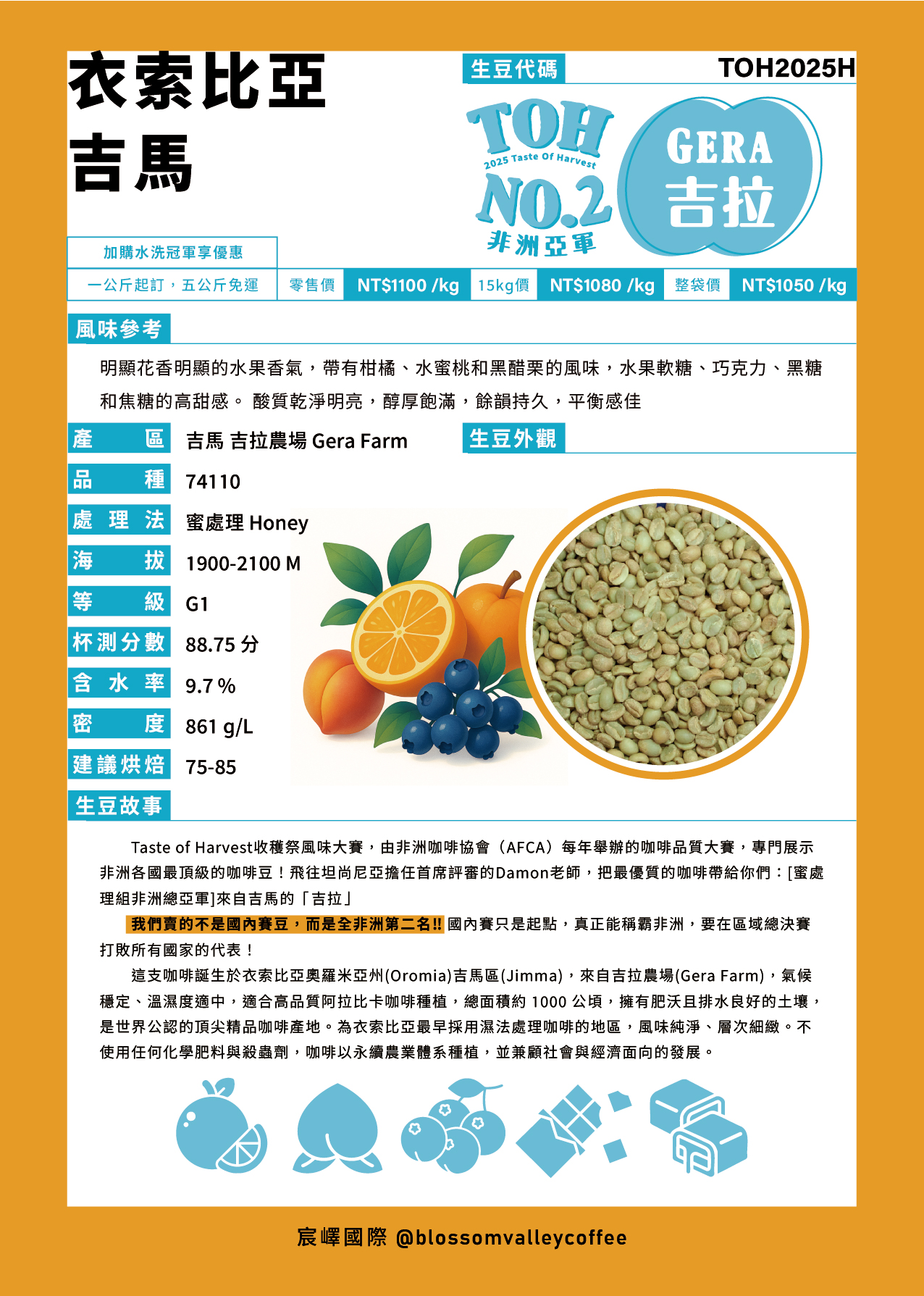 TOH2025H｜衣索比亞 吉馬 吉拉 蜜處理 TOH總亞軍