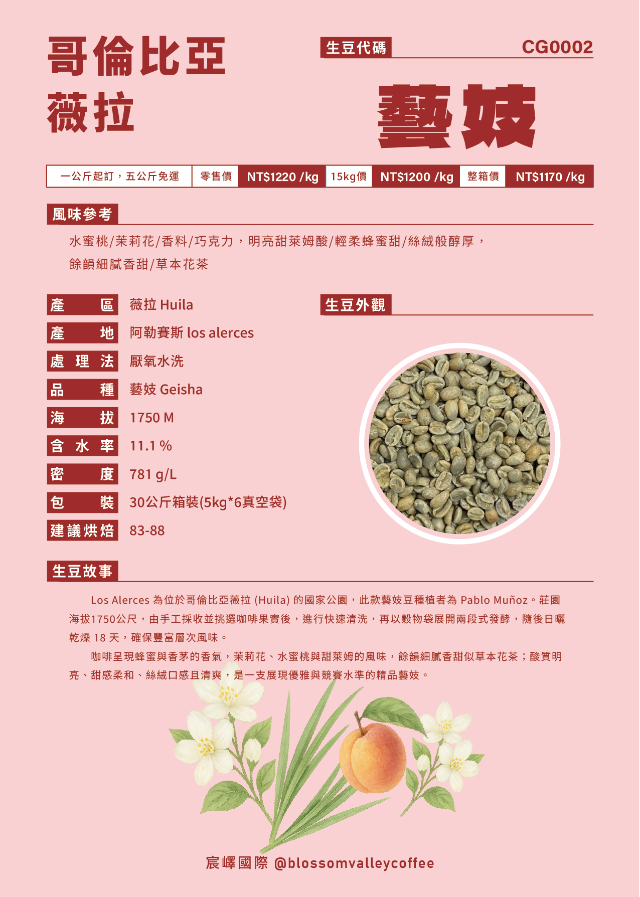 CG0002｜哥倫比亞 藝妓 厭氧水洗