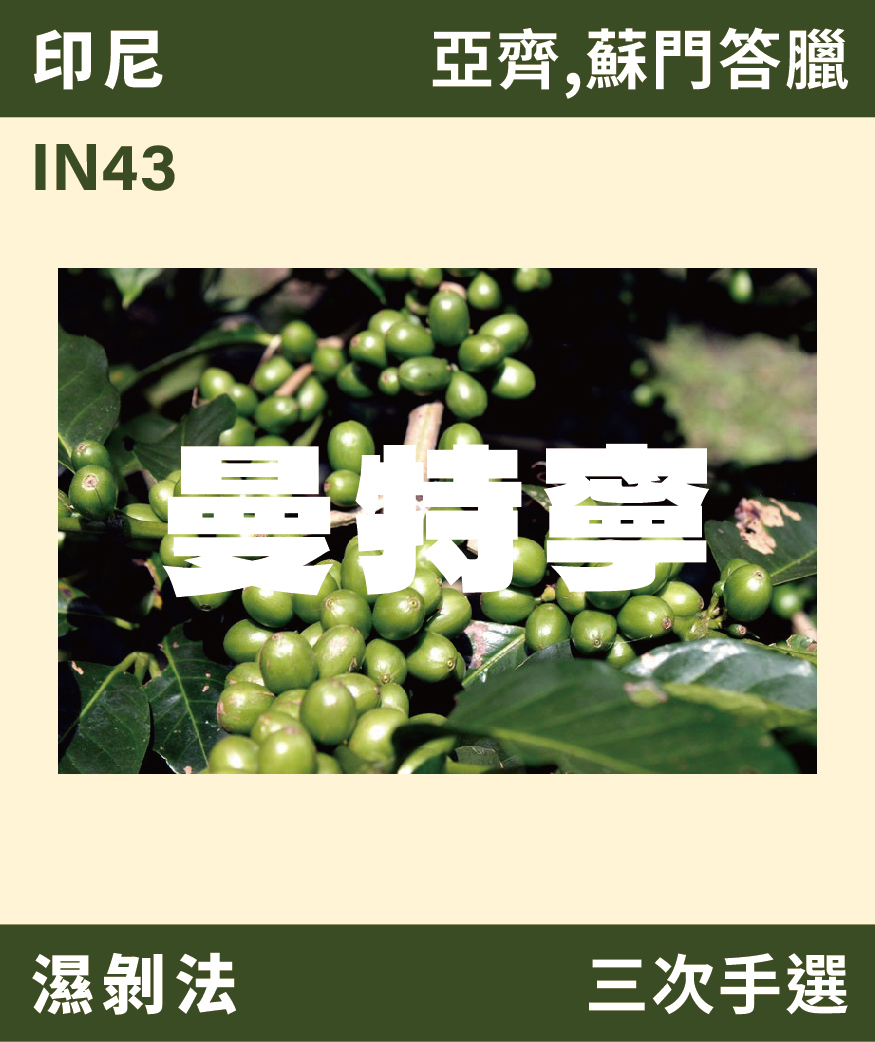 [預訂]｜印尼 曼特寧 三次手選 濕剝法 [噸價請私]